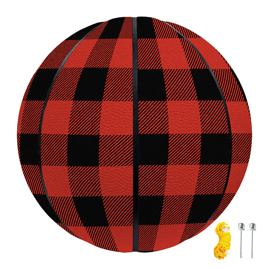 Lava Orange Buffalo Check Pattern Print Basketball