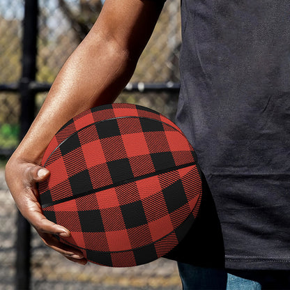 Lava Orange Buffalo Check Pattern Print Basketball