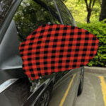 Lava Orange Buffalo Check Pattern Print Car Side Mirror Covers