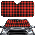 Lava Orange Buffalo Check Pattern Print Car Windshield Sun Shade