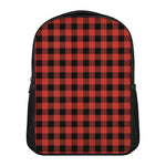 Lava Orange Buffalo Check Pattern Print Casual Backpack