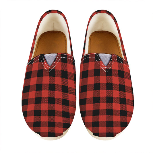 Lava Orange Buffalo Check Pattern Print Casual Shoes