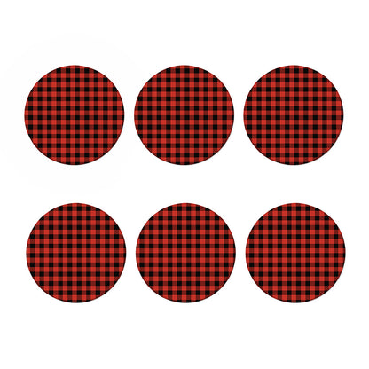 Lava Orange Buffalo Check Pattern Print Coaster Set