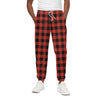 Lava Orange Buffalo Check Pattern Print Cotton Pants