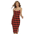 Lava Orange Buffalo Check Pattern Print Cross Back Cami Dress