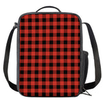 Lava Orange Buffalo Check Pattern Print Crossbody Lunch Bag