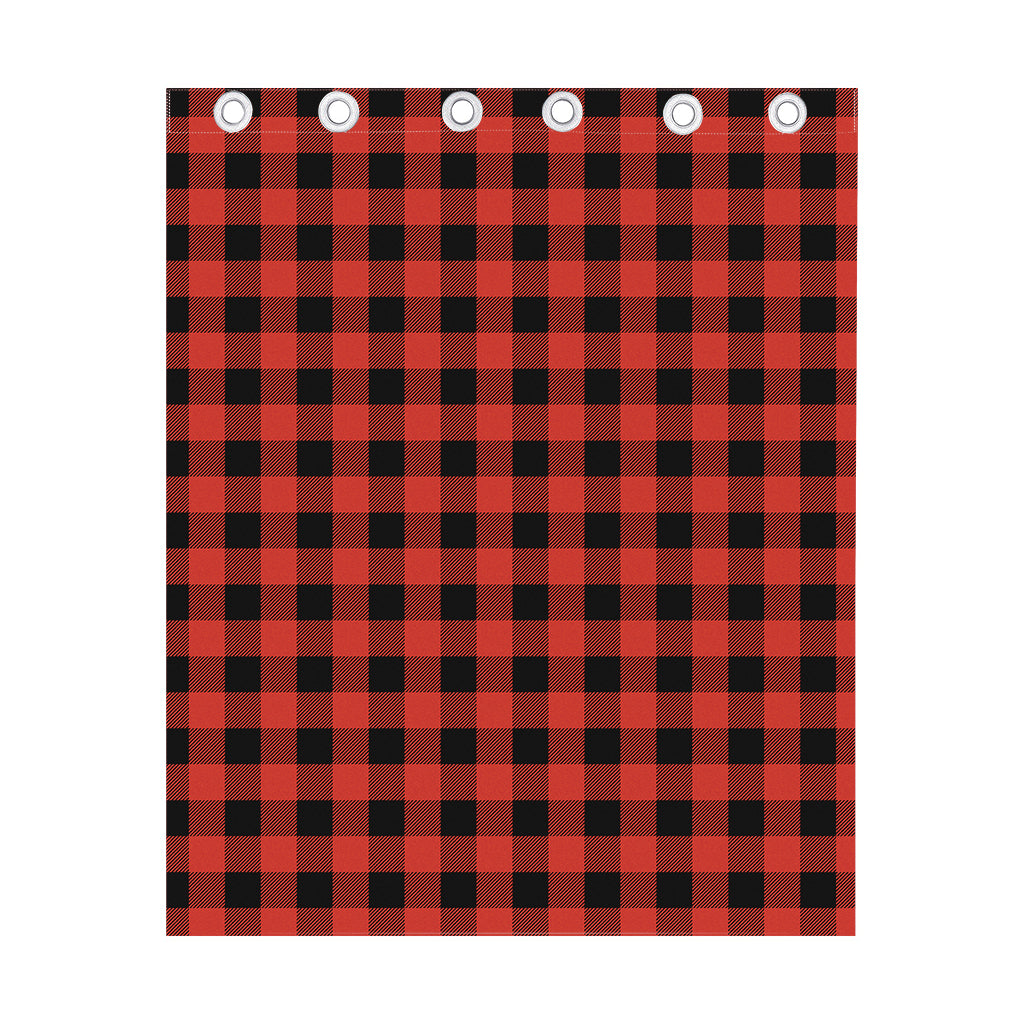 Lava Orange Buffalo Check Pattern Print Curtain