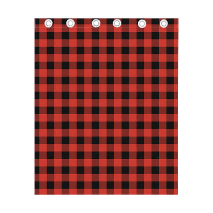 Lava Orange Buffalo Check Pattern Print Curtain