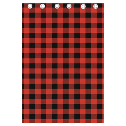 Lava Orange Buffalo Check Pattern Print Curtain