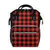 Lava Orange Buffalo Check Pattern Print Diaper Bag