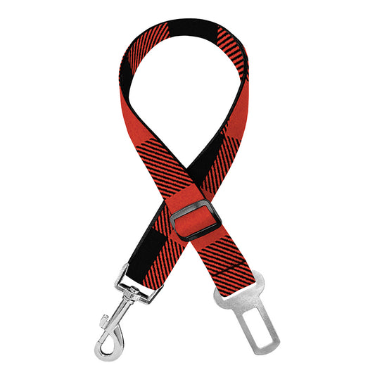 Lava Orange Buffalo Check Pattern Print Dog Seat Belt