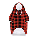Lava Orange Buffalo Check Pattern Print Dog Zip Up Hoodie