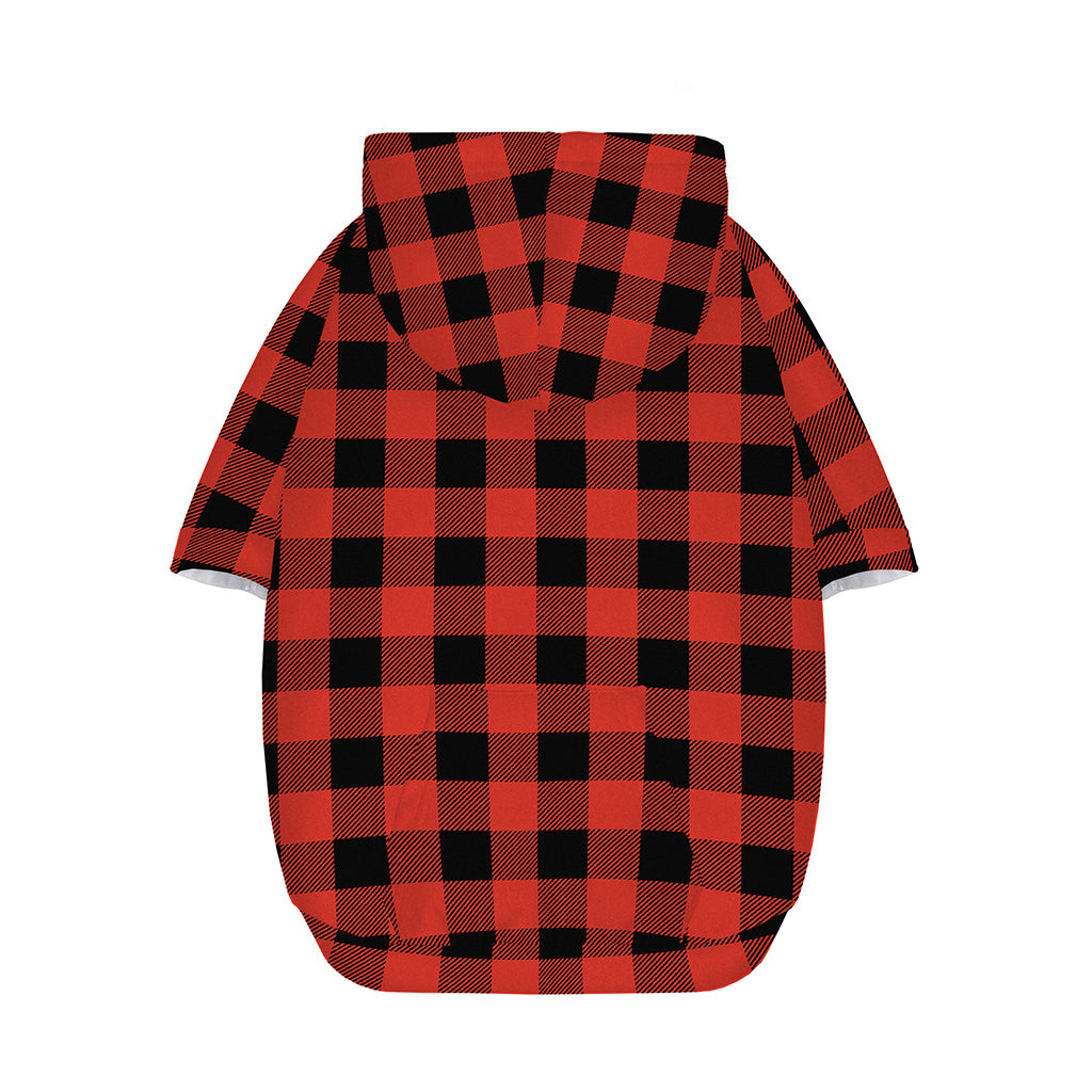 Lava Orange Buffalo Check Pattern Print Dog Zip Up Hoodie
