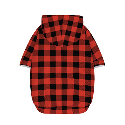 Lava Orange Buffalo Check Pattern Print Dog Zip Up Hoodie