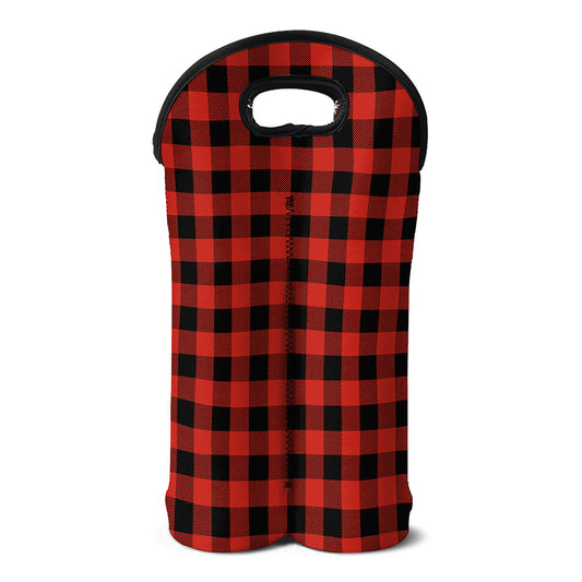 Lava Orange Buffalo Check Pattern Print Double Neoprene Wine Tote