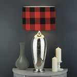 Lava Orange Buffalo Check Pattern Print Drum Lamp Shade