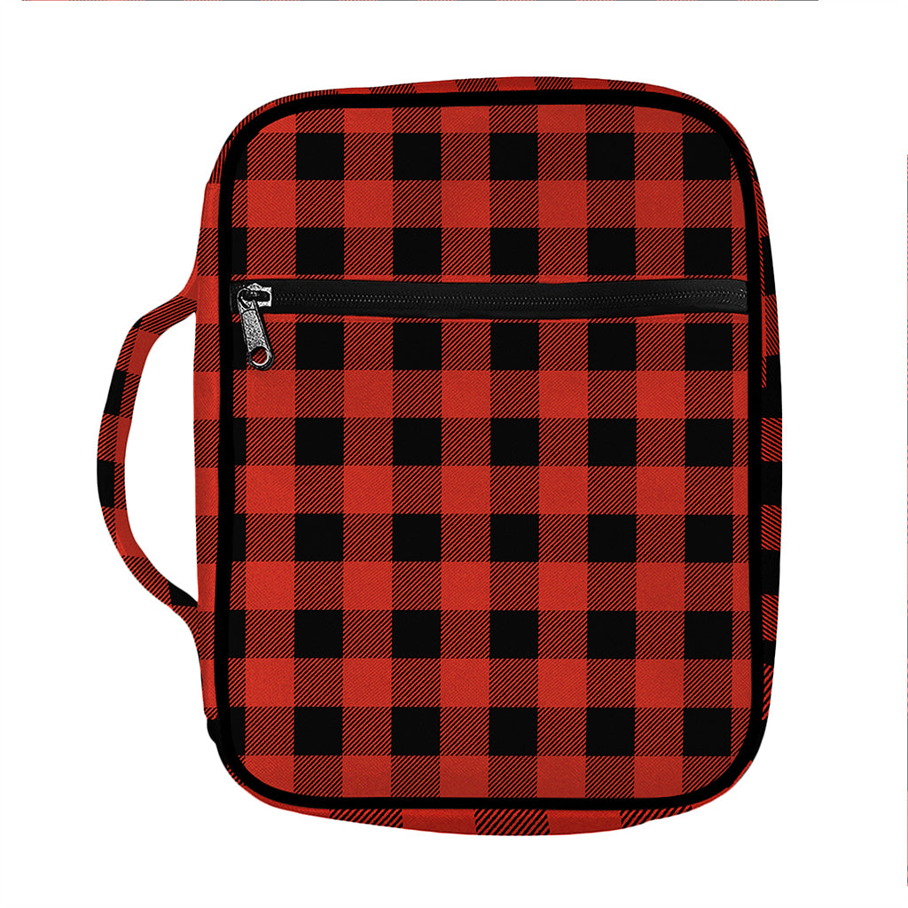 Lava Orange Buffalo Check Pattern Print Front Pocket Bible Bag
