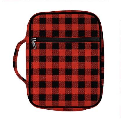Lava Orange Buffalo Check Pattern Print Front Pocket Bible Bag