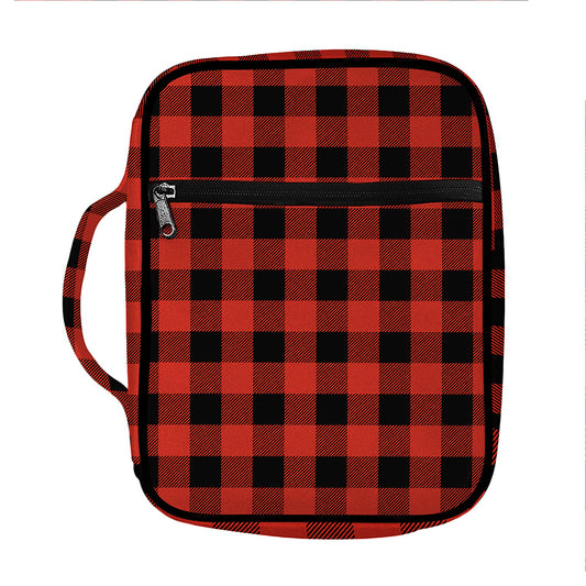 Lava Orange Buffalo Check Pattern Print Front Pocket Bible Bag