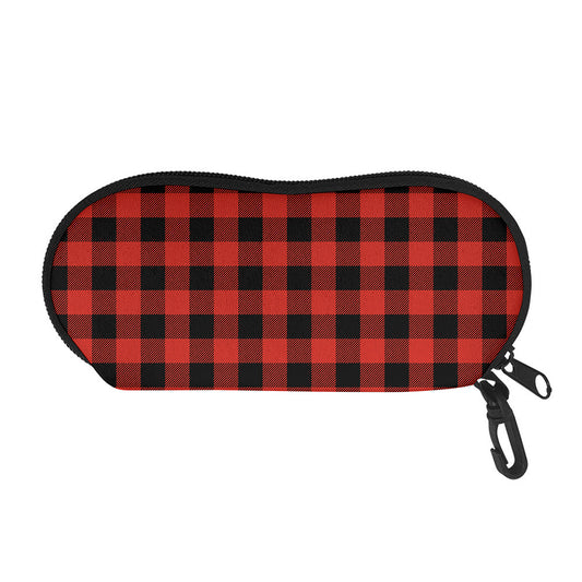 Lava Orange Buffalo Check Pattern Print Glasses Case