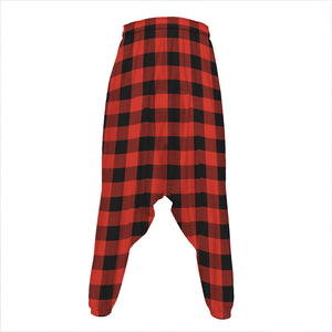 Lava Orange Buffalo Check Pattern Print Hammer Pants