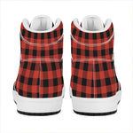 Lava Orange Buffalo Check Pattern Print High Top Leather Sneakers