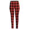 Lava Orange Buffalo Check Pattern Print High-Waisted Pocket Leggings