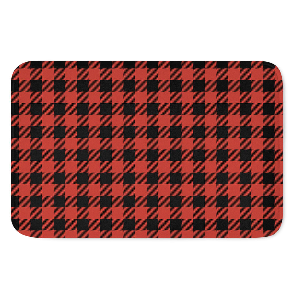 Lava Orange Buffalo Check Pattern Print Indoor Door Mat