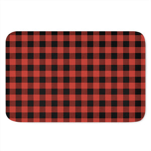 Lava Orange Buffalo Check Pattern Print Indoor Door Mat