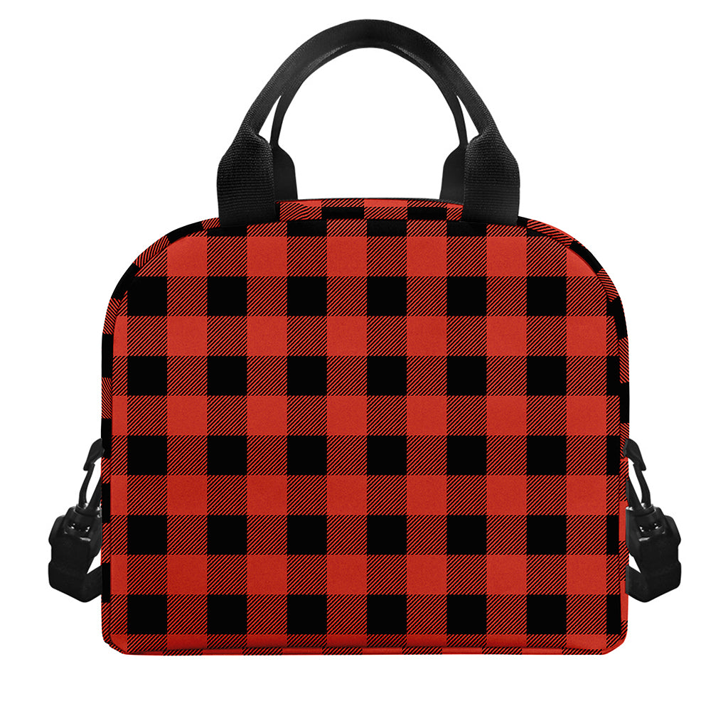 Lava Orange Buffalo Check Pattern Print Insulated Lunch Bag