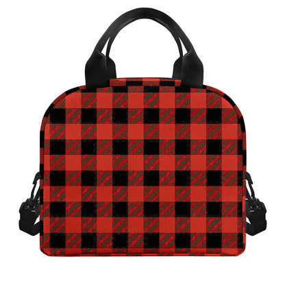 Lava Orange Buffalo Check Pattern Print Insulated Lunch Bag