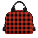Lava Orange Buffalo Check Pattern Print Insulated Lunch Bag