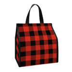 Lava Orange Buffalo Check Pattern Print Insulated Lunch Tote