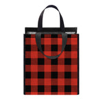 Lava Orange Buffalo Check Pattern Print Insulated Lunch Tote