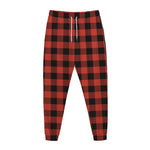 Lava Orange Buffalo Check Pattern Print Jogger Pants