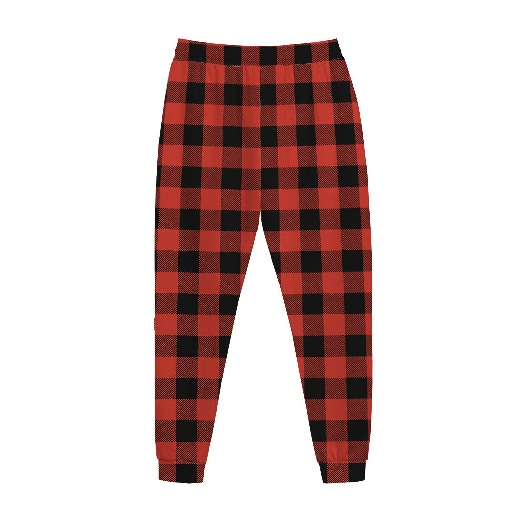 Lava Orange Buffalo Check Pattern Print Jogger Pants