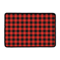 Lava Orange Buffalo Check Pattern Print Kitchen Mat