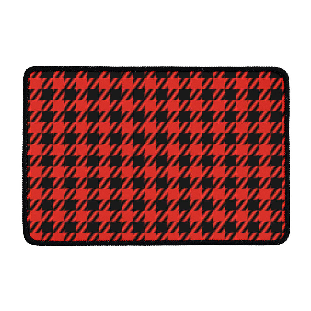 Lava Orange Buffalo Check Pattern Print Kitchen Mat