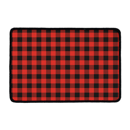 Lava Orange Buffalo Check Pattern Print Kitchen Mat