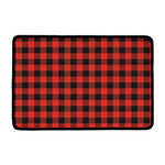 Lava Orange Buffalo Check Pattern Print Kitchen Mat
