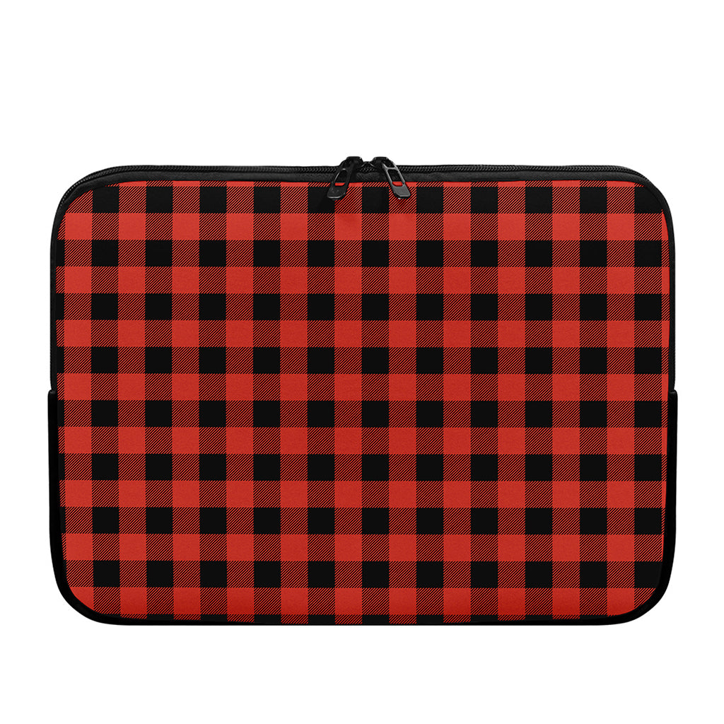 Lava Orange Buffalo Check Pattern Print Laptop Sleeve