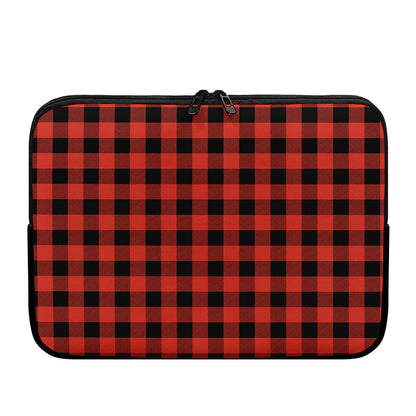 Lava Orange Buffalo Check Pattern Print Laptop Sleeve