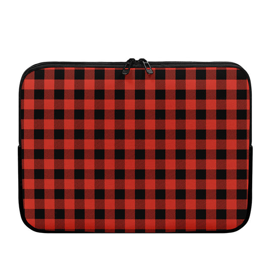 Lava Orange Buffalo Check Pattern Print Laptop Sleeve