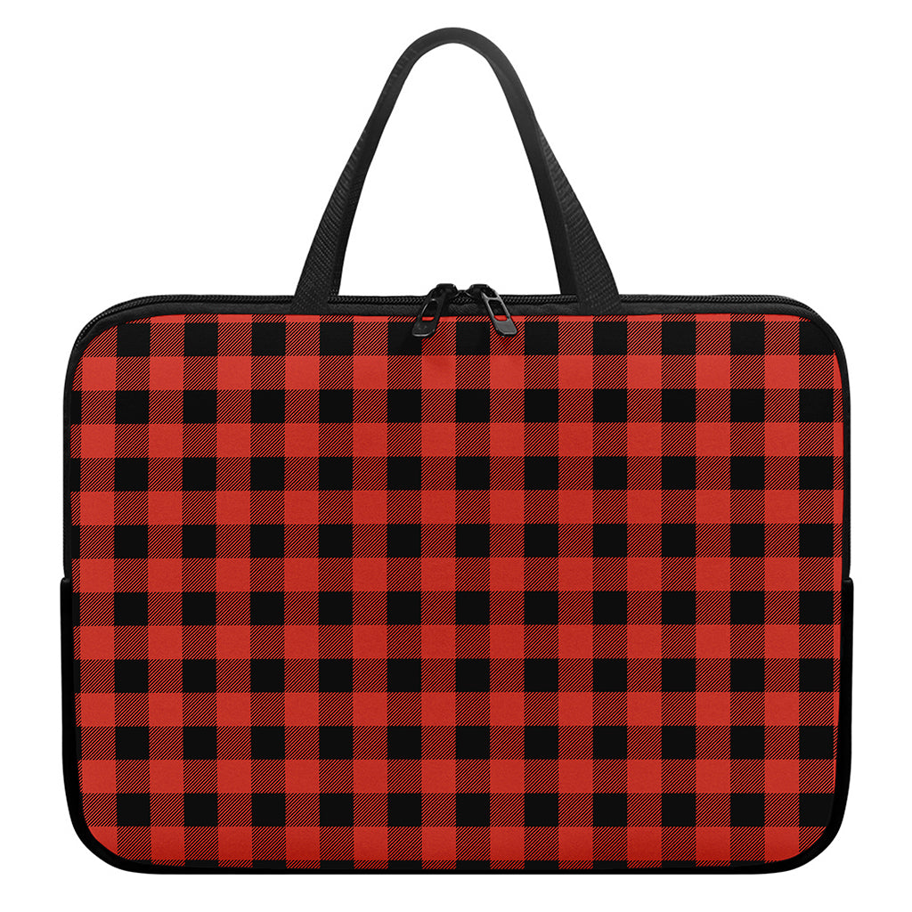 Lava Orange Buffalo Check Pattern Print Laptop Sleeve With Handle