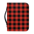 Lava Orange Buffalo Check Pattern Print Leather Bible Cover