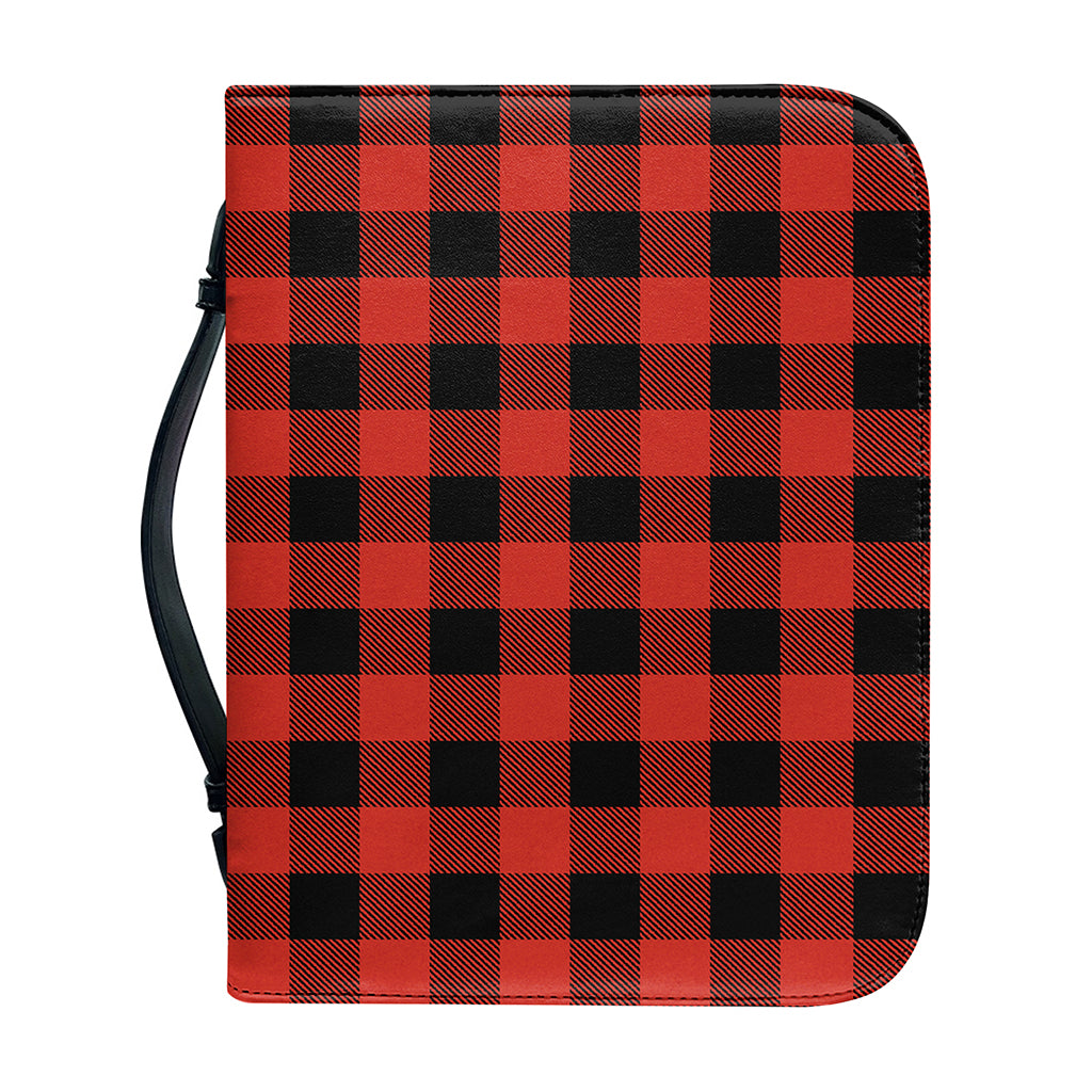 Lava Orange Buffalo Check Pattern Print Leather Bible Cover