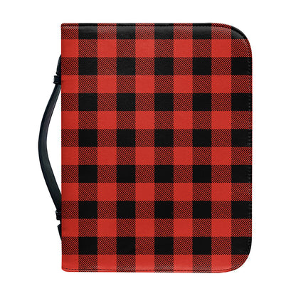Lava Orange Buffalo Check Pattern Print Leather Bible Cover