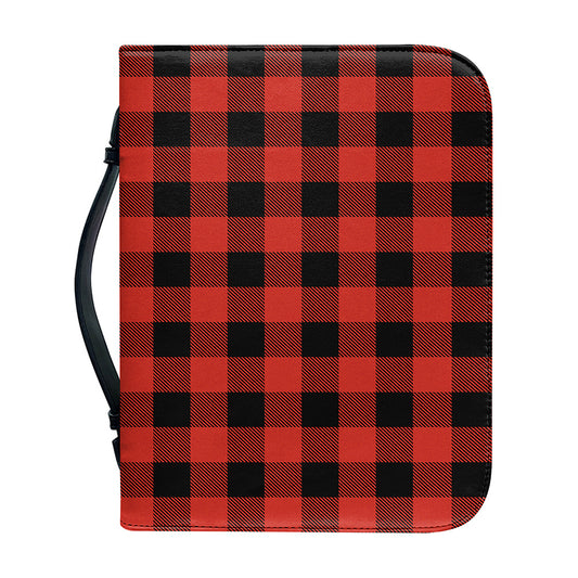 Lava Orange Buffalo Check Pattern Print Leather Bible Cover
