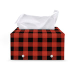 Lava Orange Buffalo Check Pattern Print Leather Tissue Box Cover