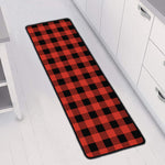 Lava Orange Buffalo Check Pattern Print Long Kitchen Mat